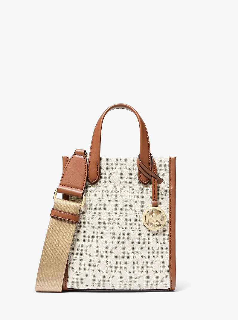 Gigi Extra-Small Signature Logo Crossbody Bag in VANILLA/LUGGAGE | Michael Kors