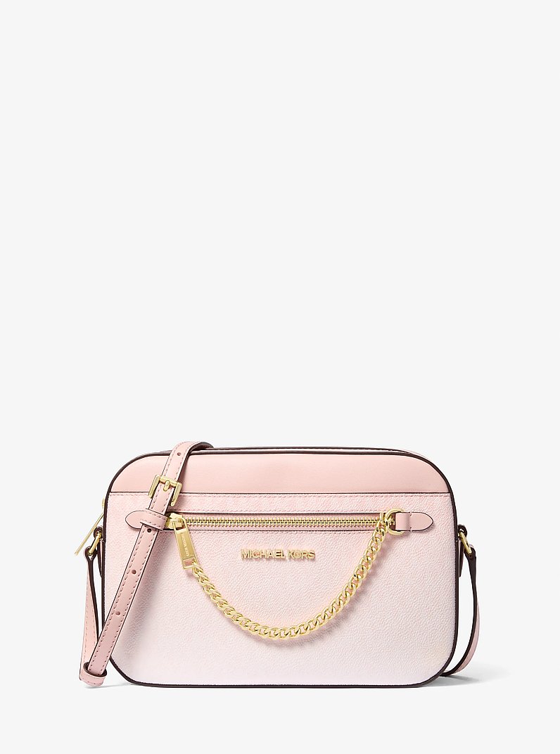 Jet Set Large Ombr&eacute; Signature Logo Crossbody Bag in POWDER BLUSH | Michael Kors