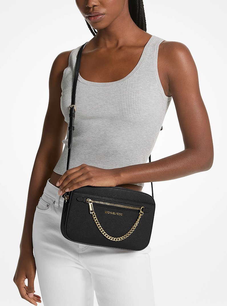 Bolsa cruzada Jet Set grande de piel Saffiano in NEGRO | Michael Kors