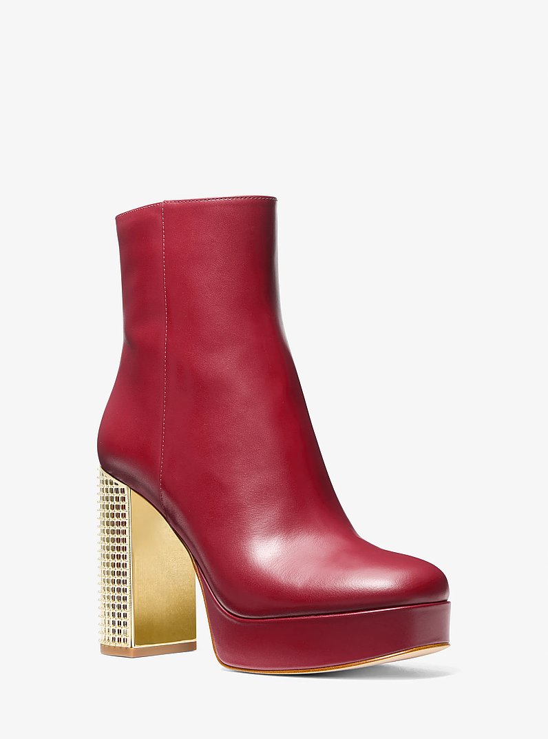 Maxine Leather Platform Boot in DEEP RED | Michael Kors
