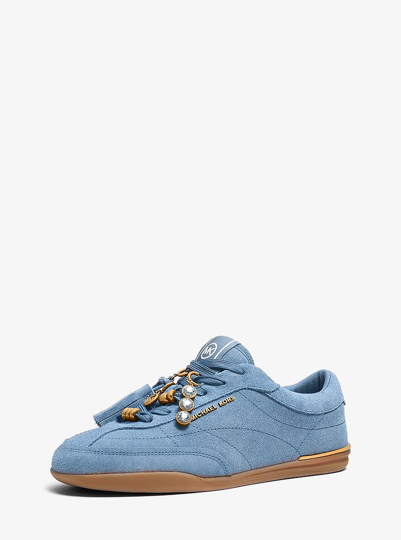 Nolan Embellished Suede Sneaker in BR CRNFLWR | Michael Kors