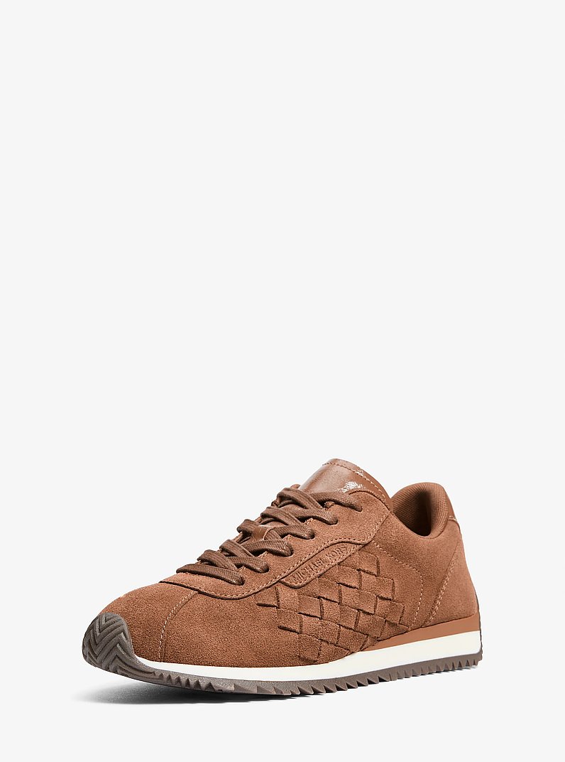 Rhodes Woven Suede Trainer in LUGGAGE | Michael Kors