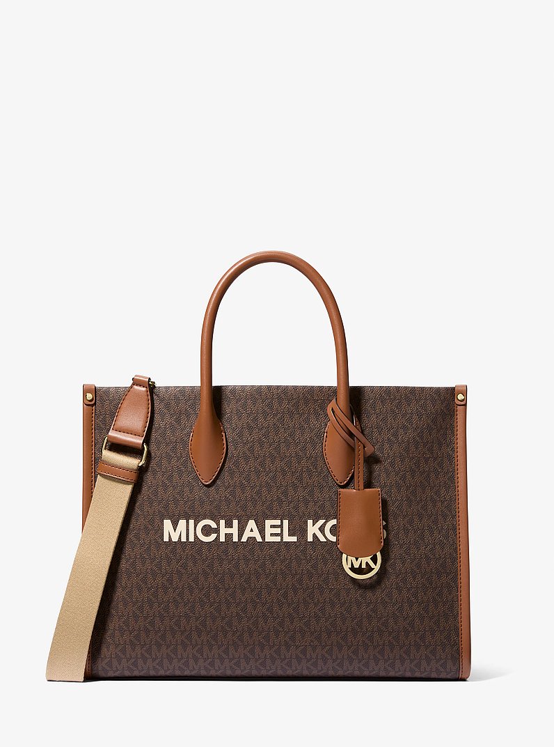Sac fourre-tout Mirella de taille moyenne &agrave; logo Signature in BRUN | Michael Kors
