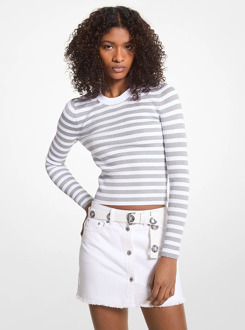 Jersey de punto metalizado a rayas