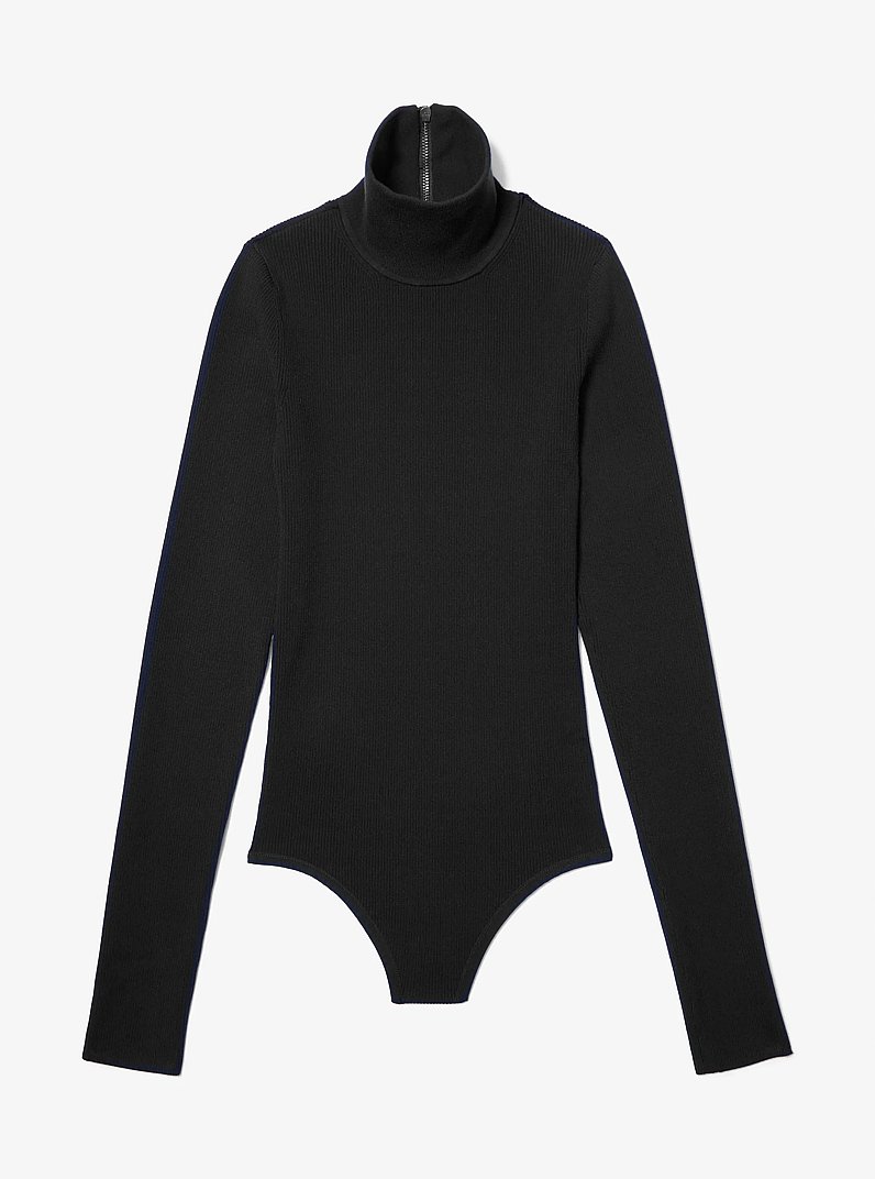 Body de cuello alto de viscosa el&aacute;stica in NEGRO | Michael Kors