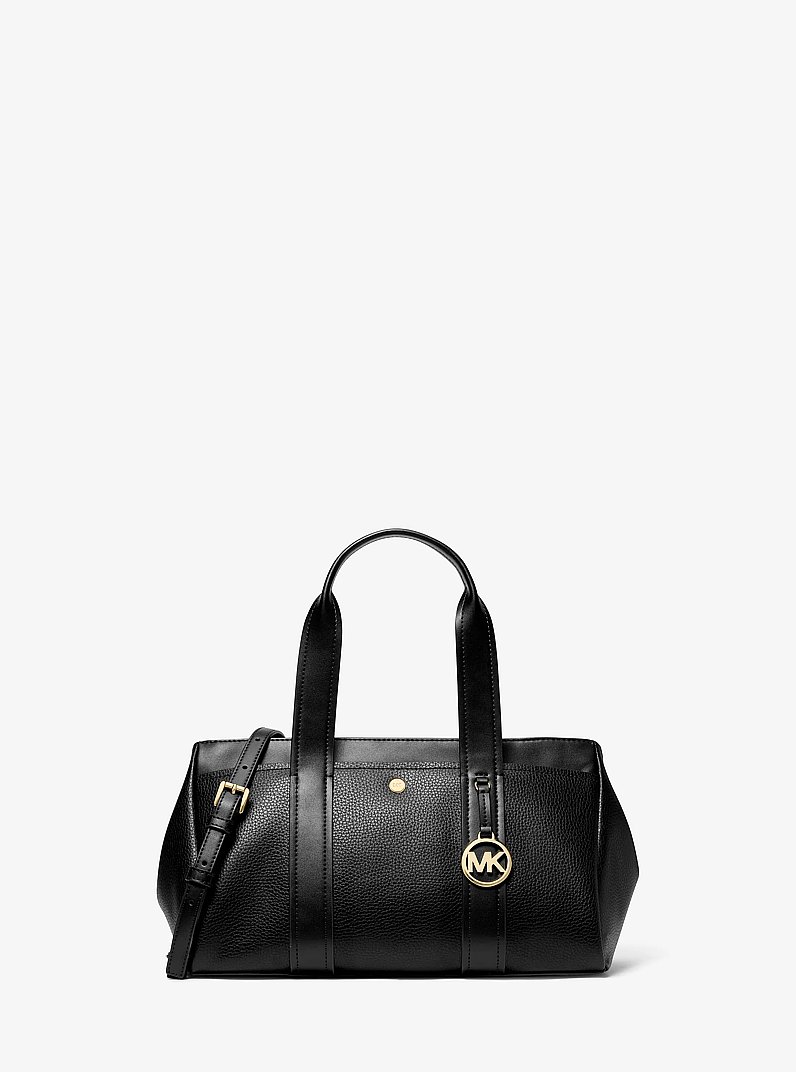 Borsa a mano Foster piccola in pelle martellata in NERO | Michael Kors