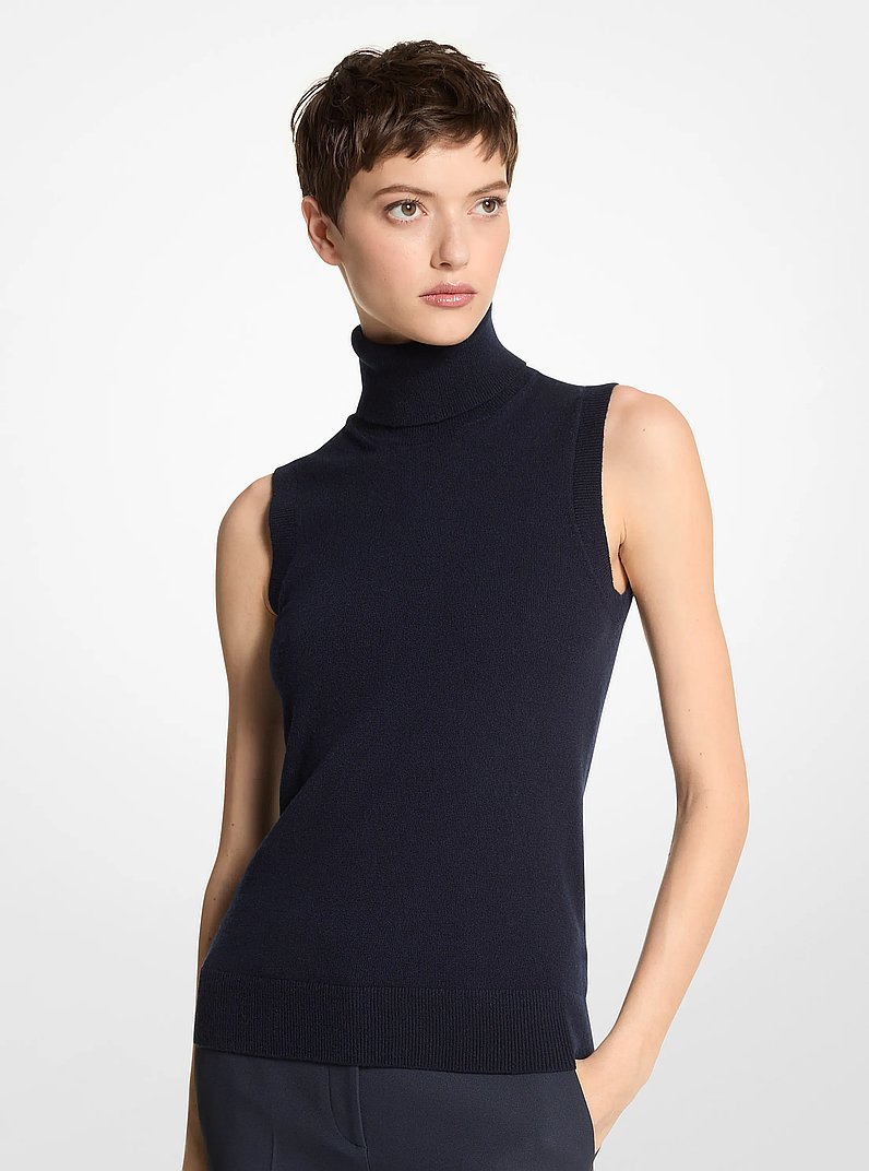 Cashmere Sleeveless Turtleneck in MIDNIGHT | Michael Kors