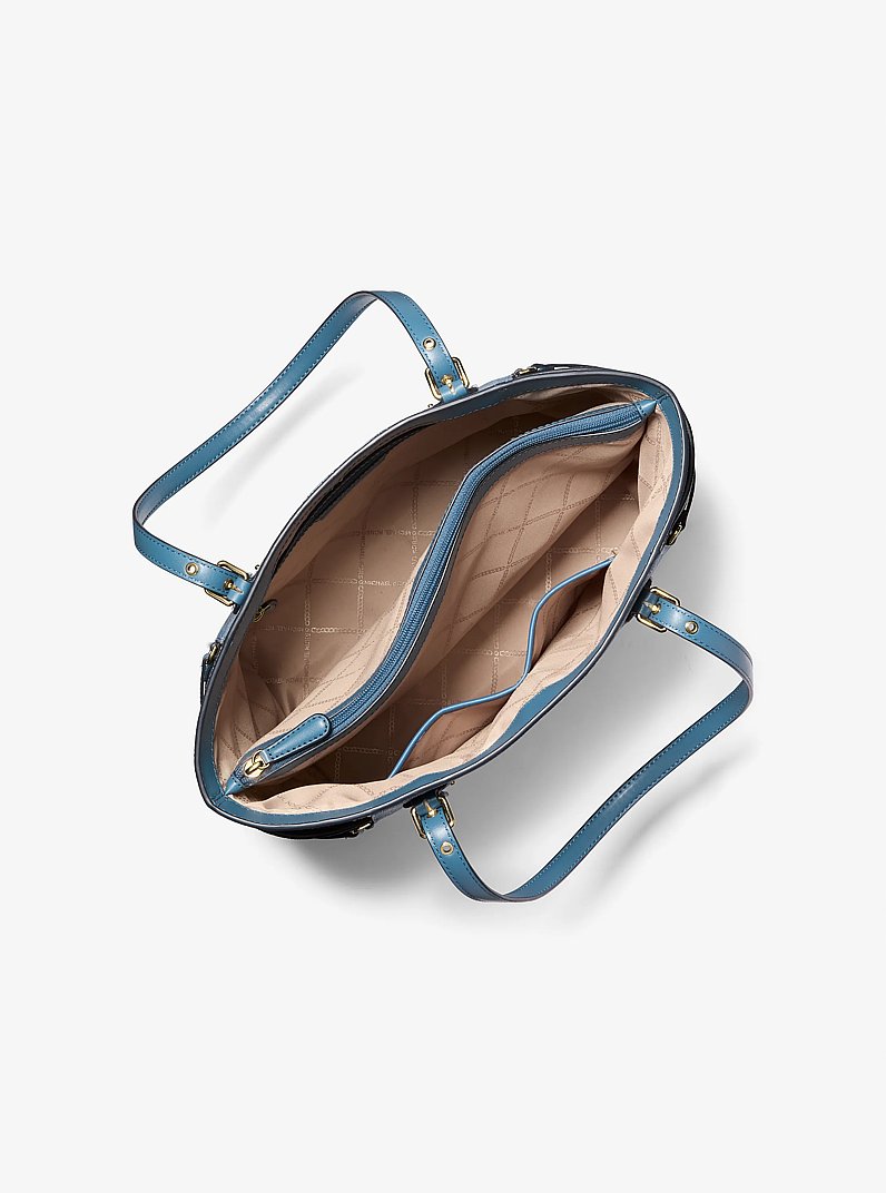 Voyager Small Color-Block Logo Tote Bag in DK CHBRY MLT | Michael Kors