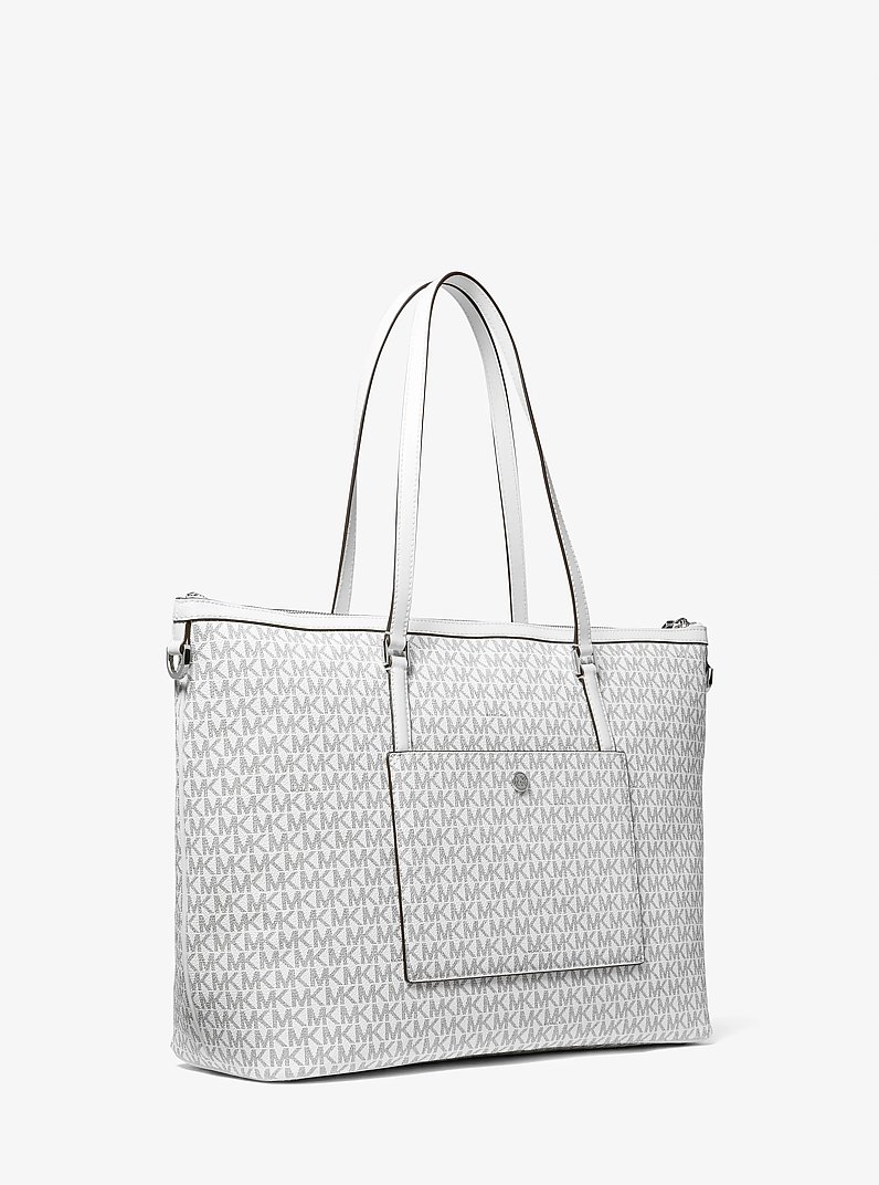 Heritage Large Logo Tote Bag in OPTIC WHITE/BLK | Michael Kors