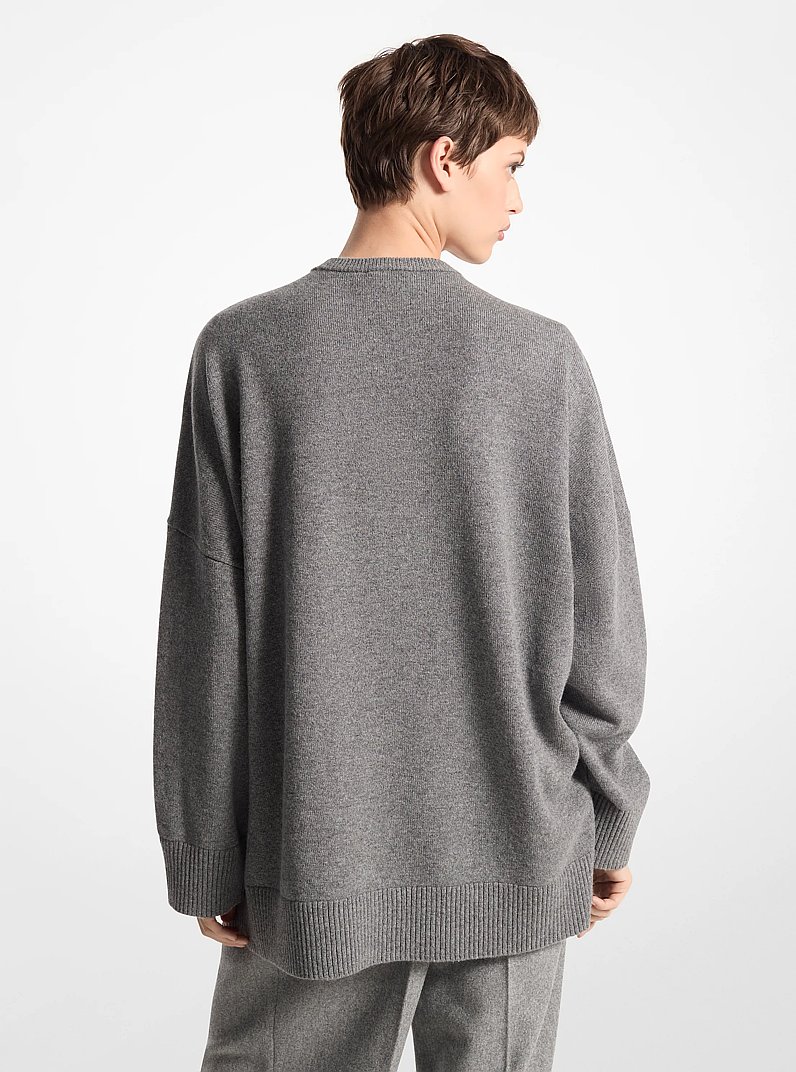 Cashmere Draped Crewneck Sweater in BANKER GREY | Michael Kors