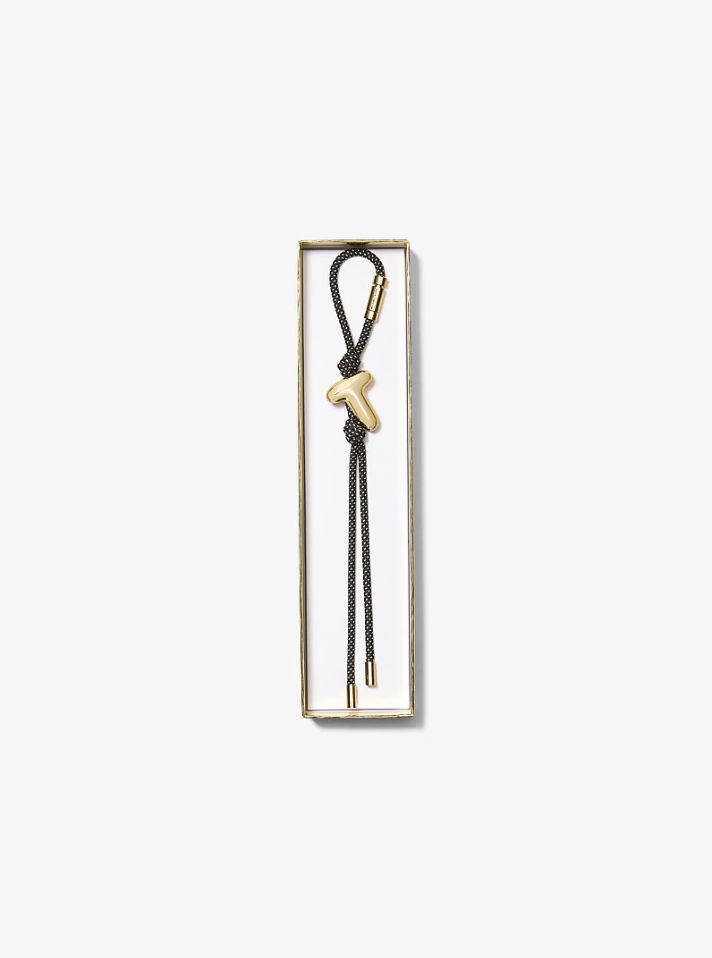 Initial Gold-Tone and Speckled Cord Bag Charm in 18K GOLD | Michael Kors