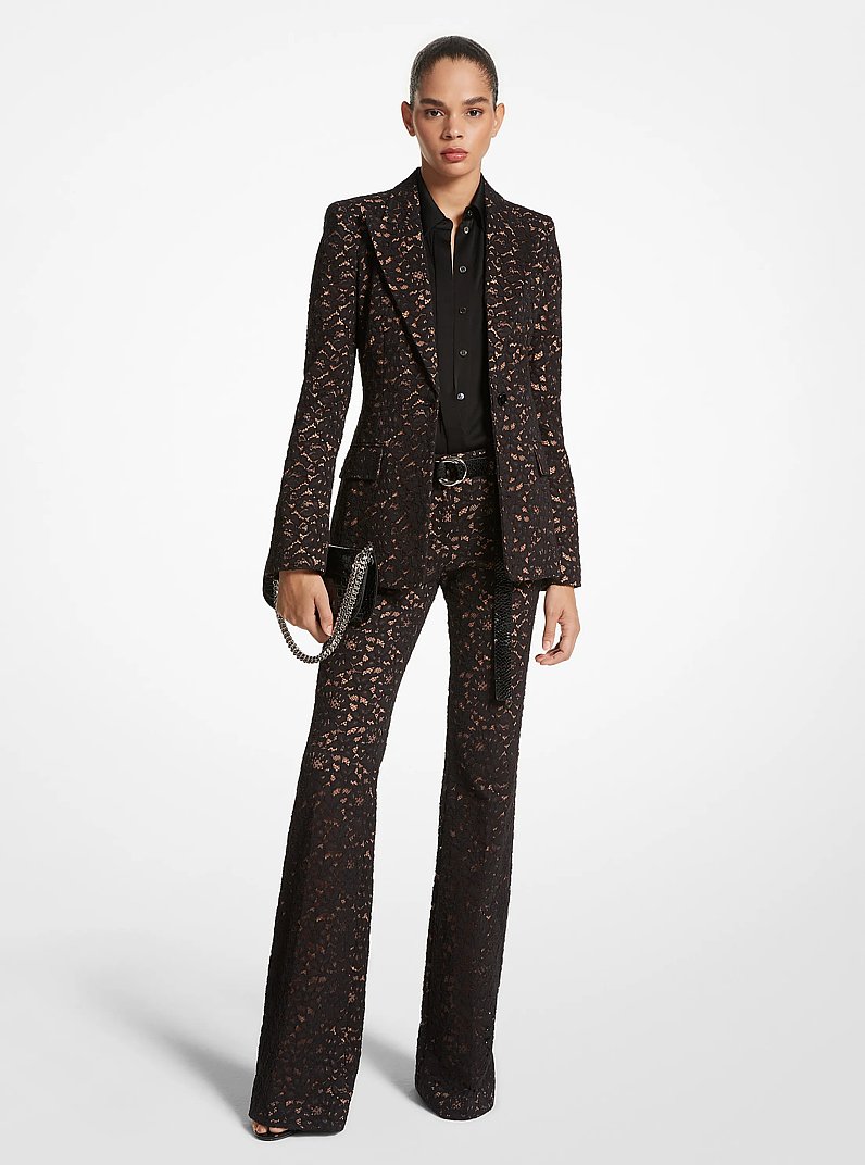 Georgina Corded Floral Lace Blazer in BLACK | Michael Kors