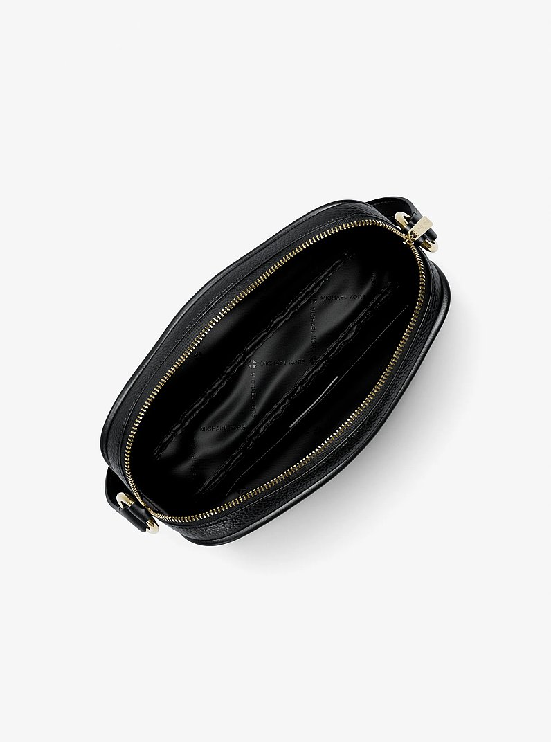Jet Set Pebbled Leather Camera Crossbody Bag in BLACK | Michael Kors