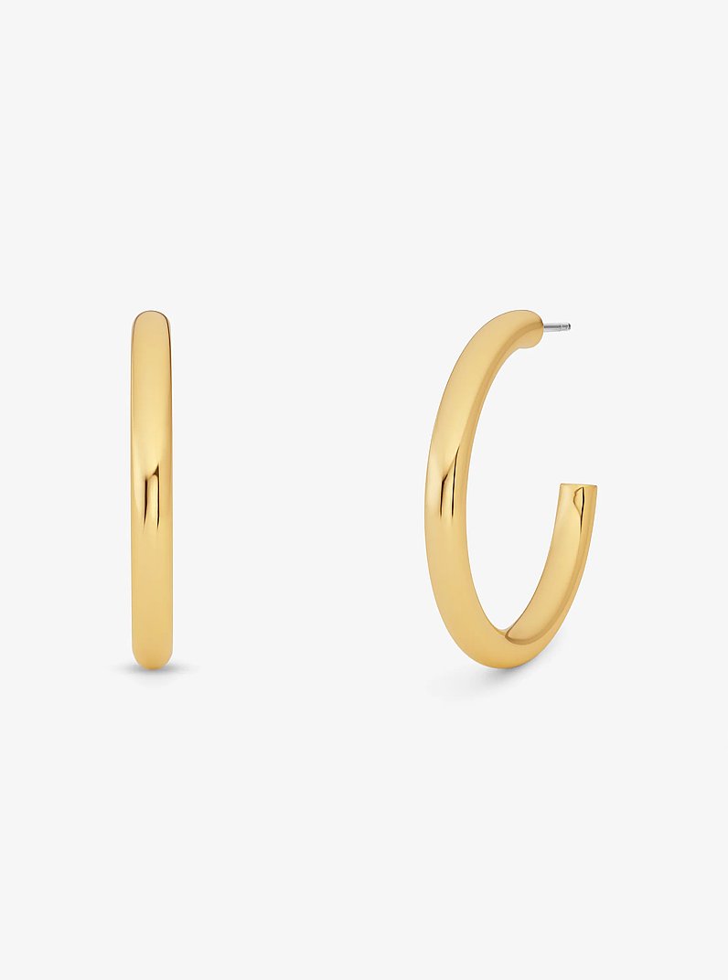 Precious Metal-Plated Brass Small Hoop Earrings in GOLD | Michael Kors