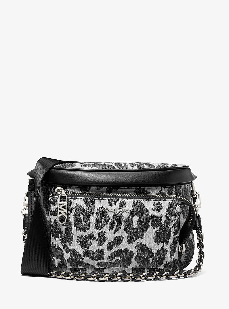 Slater Medium Leopard Logo Sling Pack in BLACK COMBO | Michael Kors