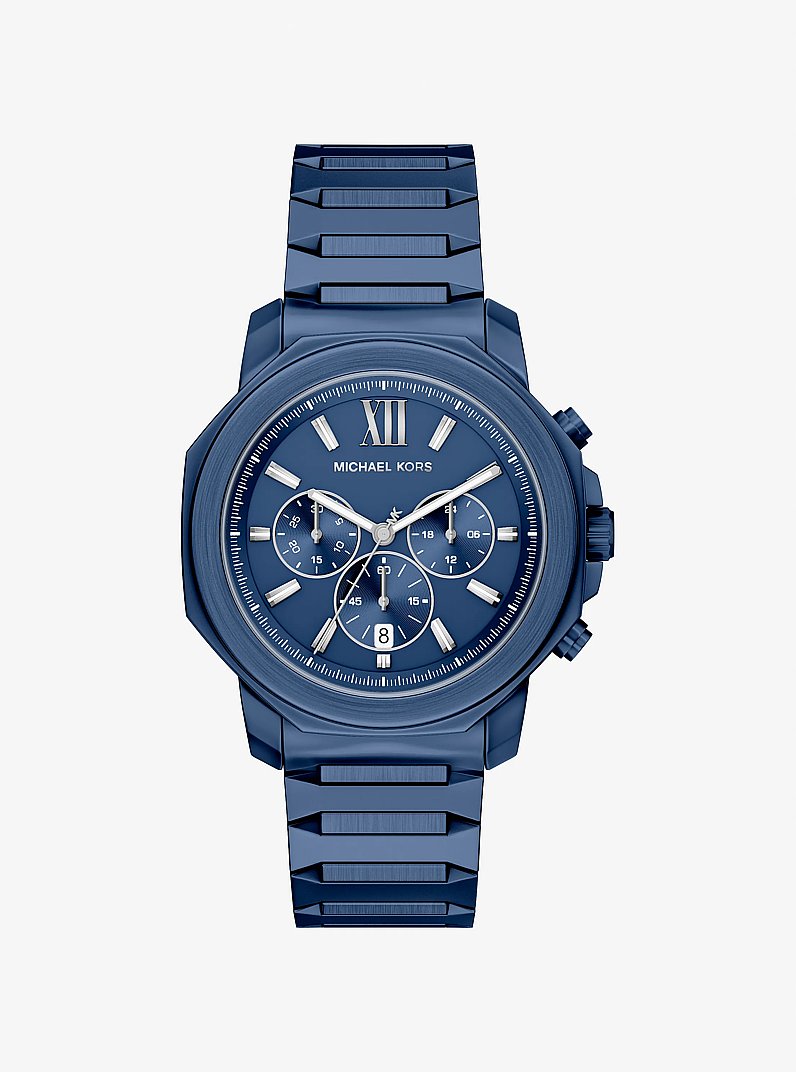 Oversized Prescott Blue-Tone Watch in NAVY | Michael Kors