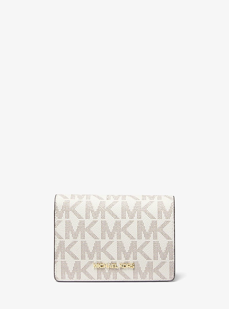 Jet Set Medium Signature Logo Wallet in VANILLA/LUGGAGE | Michael Kors