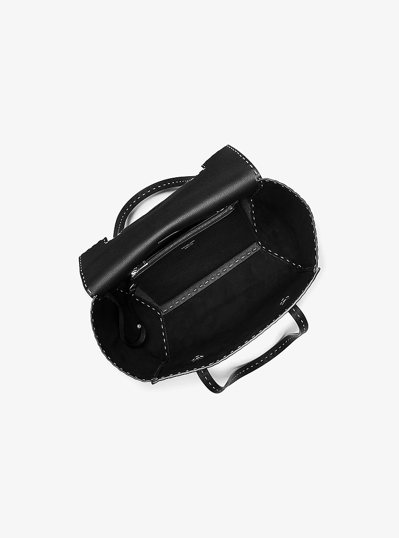 Sophia Hand-Stitched Pebbled Leather Satchel in BLACK | Michael Kors