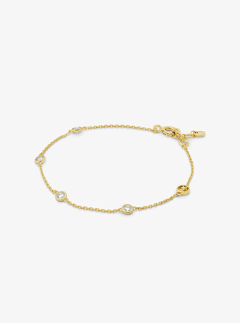 Precious Metal-Plated Sterling Silver Cubic Zirconia Bracelet in GOLD | Michael Kors