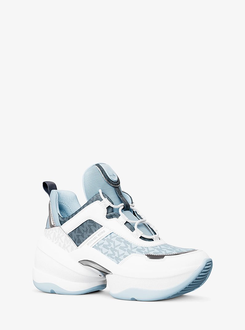 Olympia Mixed-Media Trainer in PALE BLUE MULTI | Michael Kors