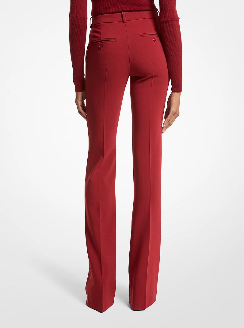 Haylee Stretch Pebble Crepe Flared Trousers in MERLOT | Michael Kors