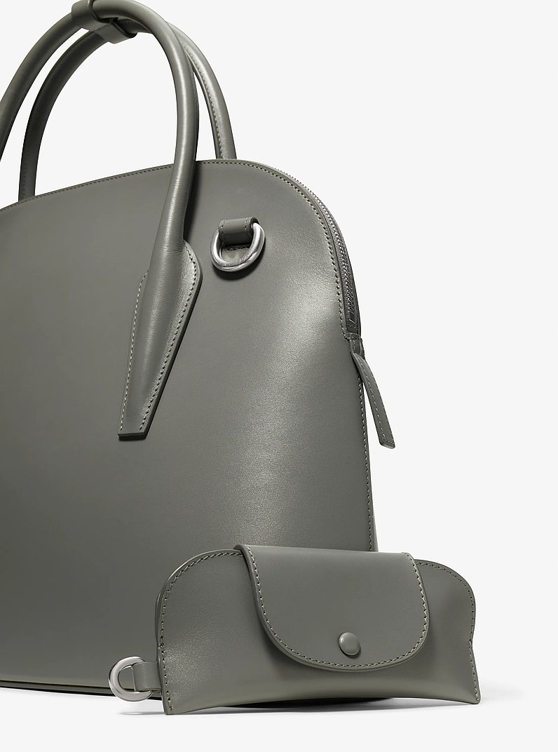 Kaitlin Large Leather Dome Satchel in PEWTER | Michael Kors