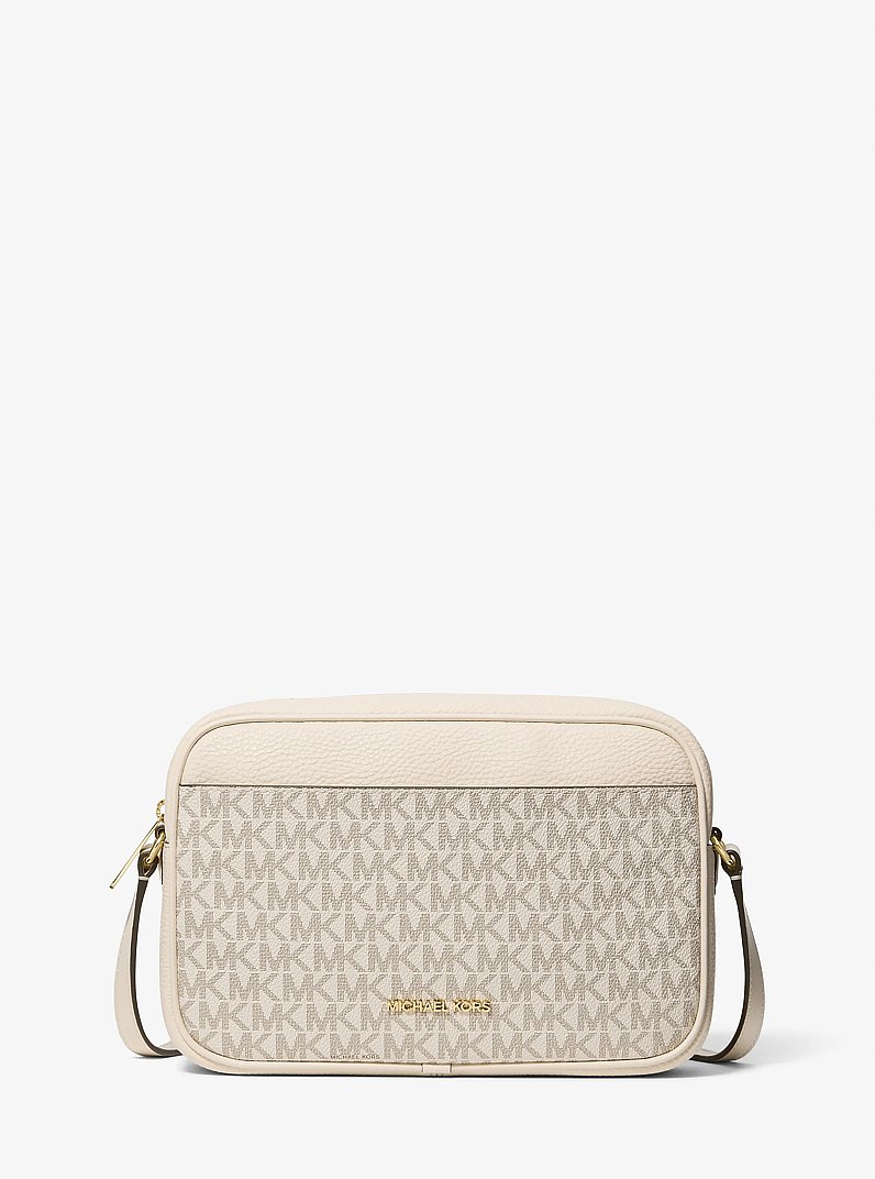 Jet Set Travel Large Signature logo Camera Crossbody Bag in LT CRM MULTI | Michael Kors