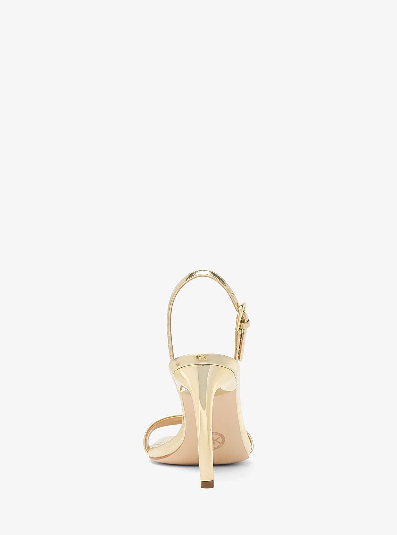 Kasia Crackled Metallic Leather Sandal in PALE GOLD | Michael Kors