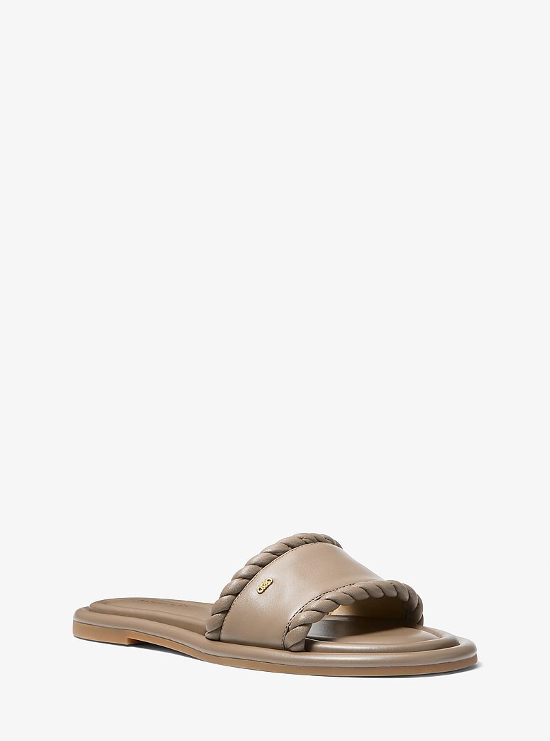 Dana Leather Slide Sandal in BIRCH | Michael Kors