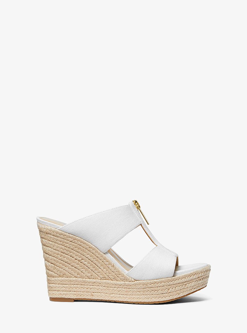 Sandalia Bradley con cu&ntilde;a de lona y mezcla de lino in BLANCO INTENSO | Michael Kors