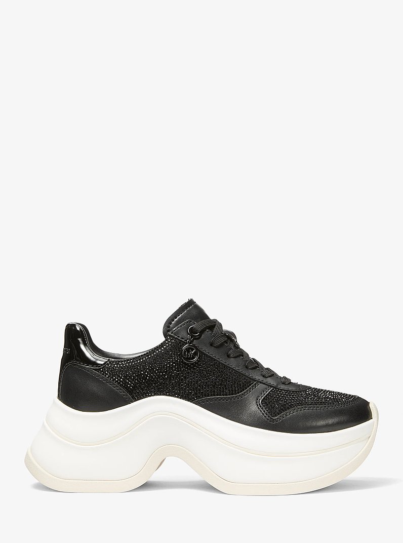 Arla Metallic Leather Trainer in BLACK | Michael Kors