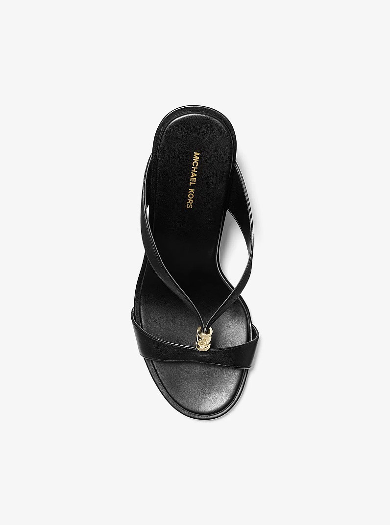 Cherie Leather Wedge Sandal in BLACK | Michael Kors