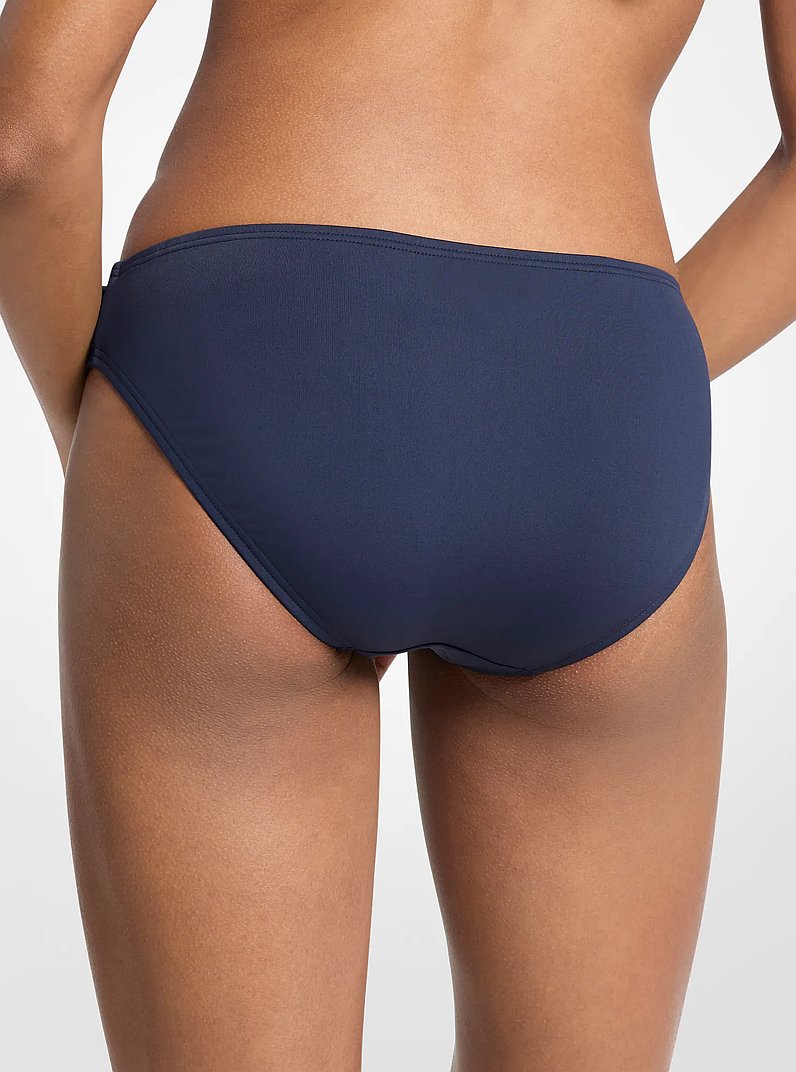 Logo Belted Bikini Bottom in NAVY | Michael Kors
