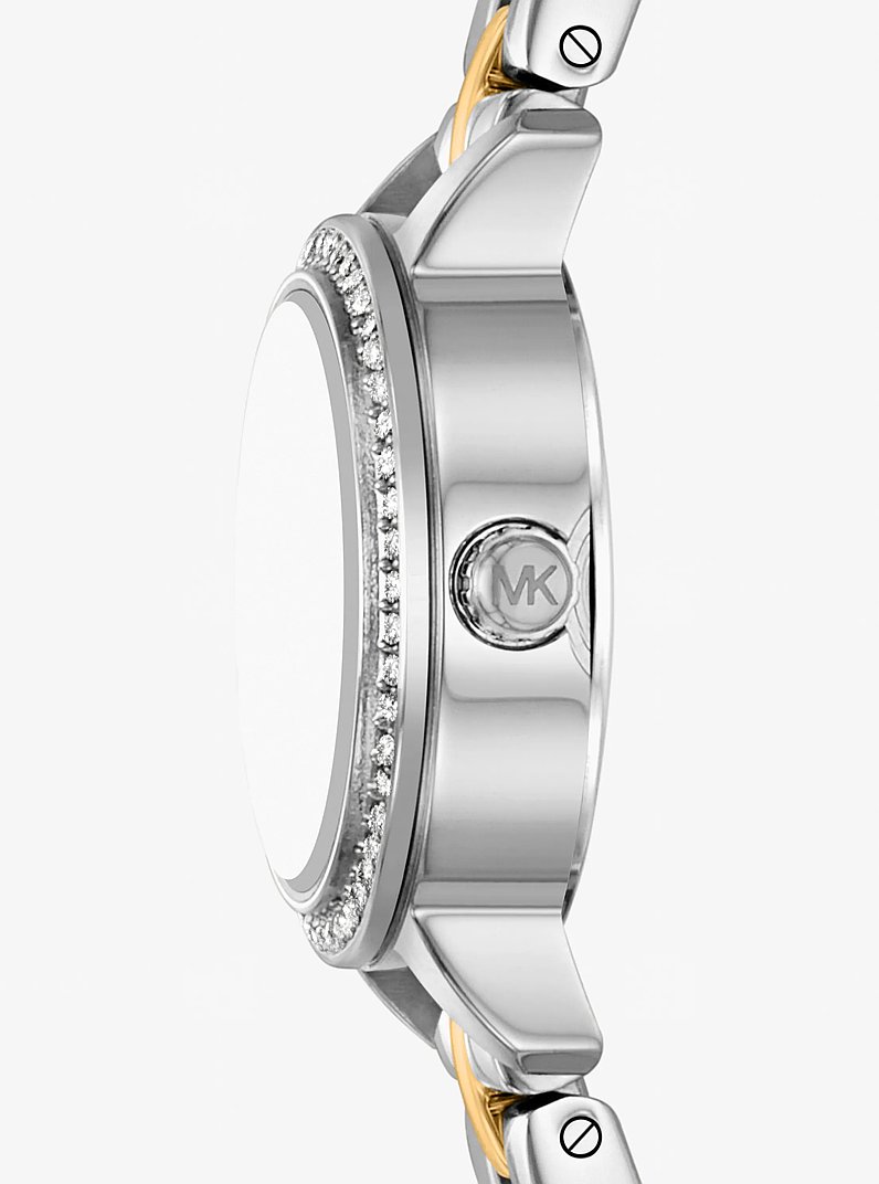 Micro Melissa Pav&eacute; Two-Tone Watch in TWO TONE | Michael Kors