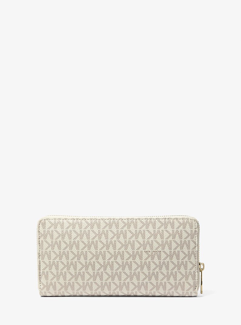 Jet Set Travel Large Signature Logo Continental Wallet in VANILLA | Michael Kors