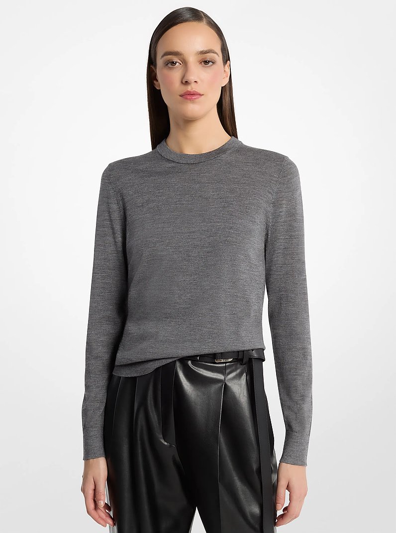 Cashmere and Wool Blend Sweater in BANKER GREY | Michael Kors