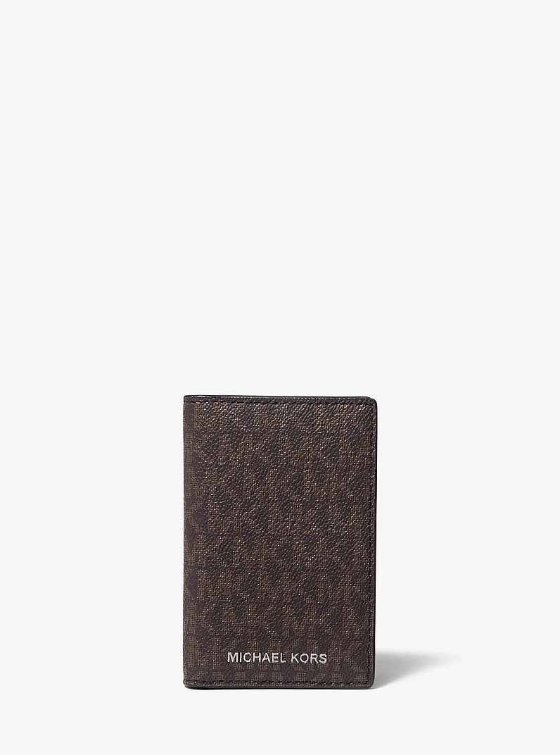 Hudson Logo Bi-Fold Card Case in BROWN/BLACK | Michael Kors