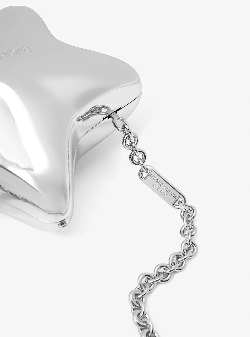 Darla Small Silver-Tone Star Convertible Clutch in SH RHODIUM | Michael Kors