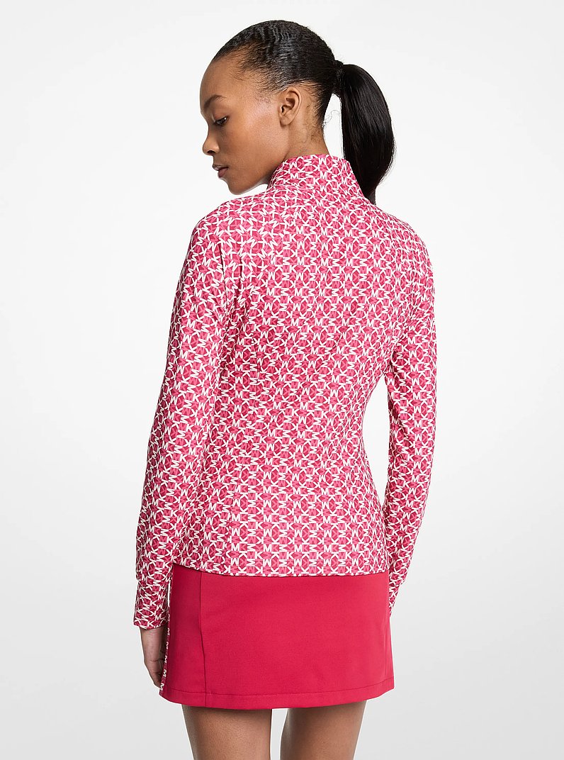 Logo Print Stretch Knit Jacket in DARKRASPBERRY | Michael Kors