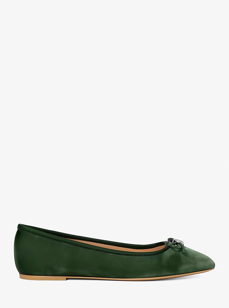 Savannah Logo Debossed Velvet Ballet Flat in AMAZON GREEN | Michael Kors