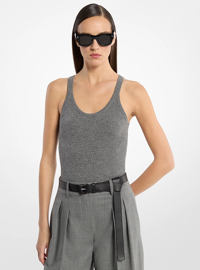 Camiseta sin mangas de mezcla de cachemira in GRIS MEDIO | Michael Kors