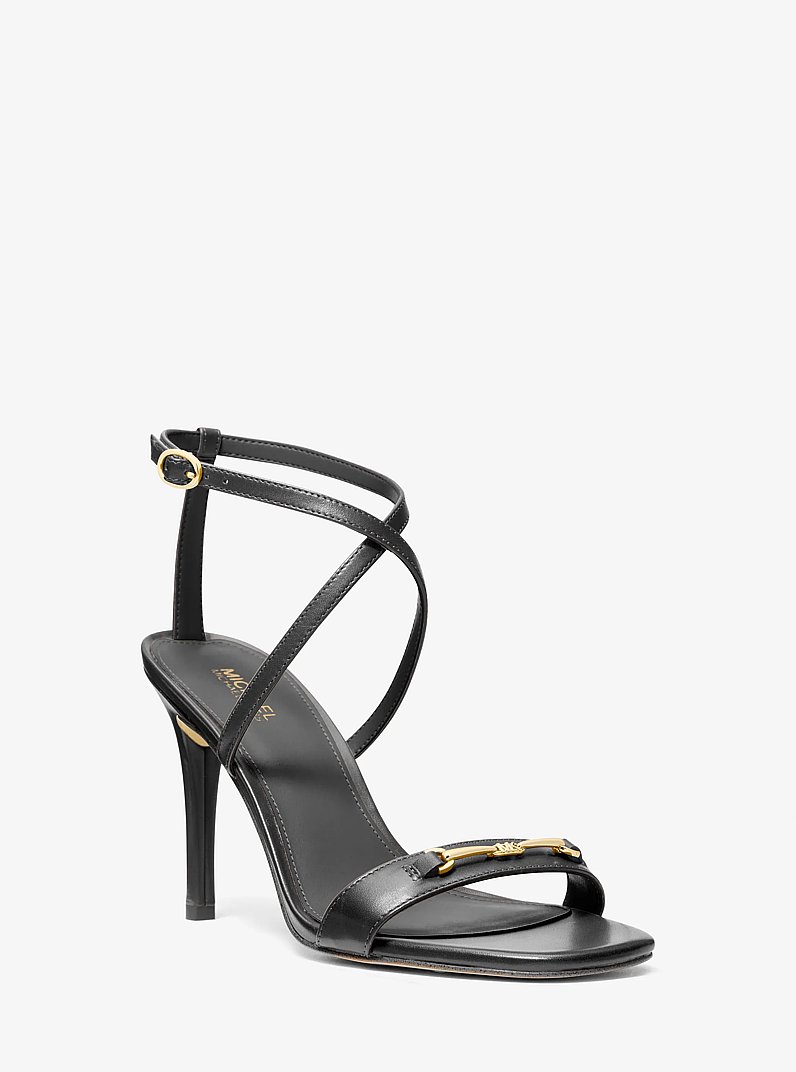 Lena Leather Sandal in BLACK | Michael Kors