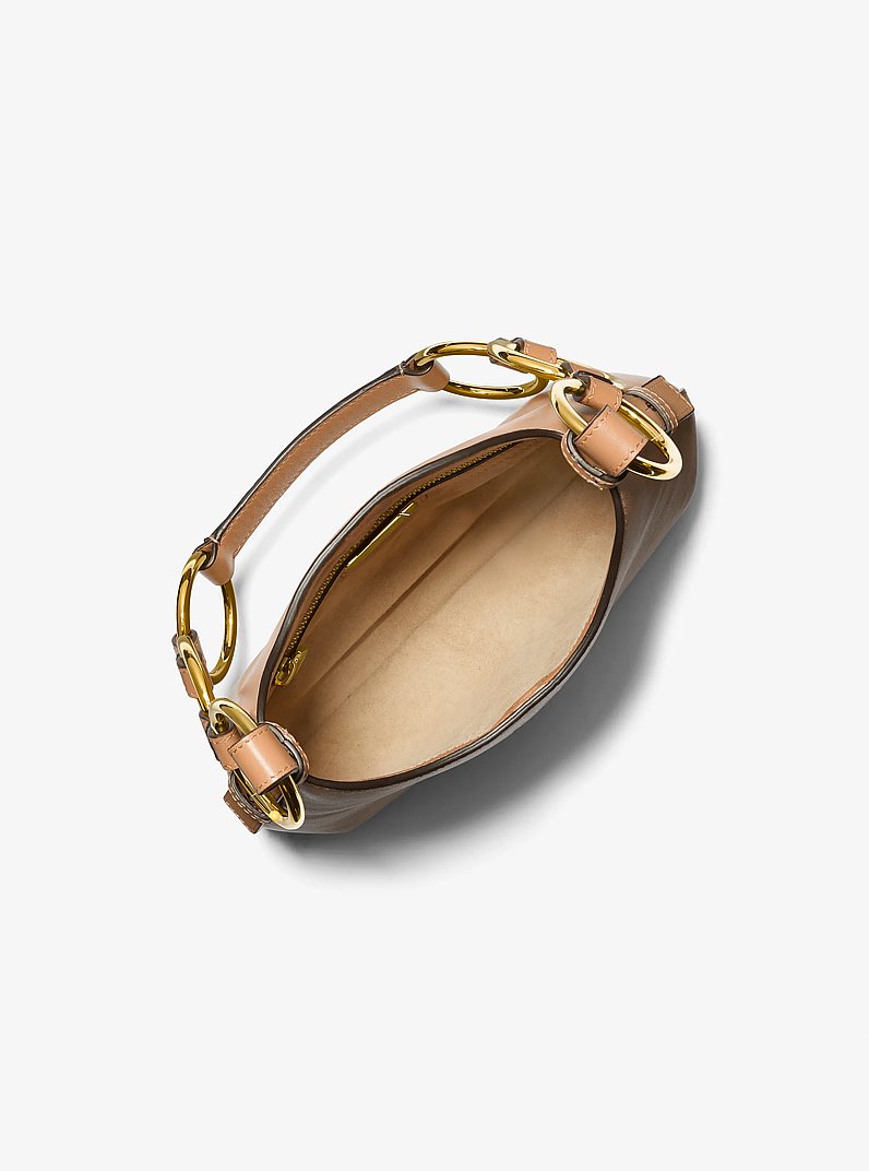 Bardot Mini Leather Hobo Shoulder Bag in SUNTAN | Michael Kors