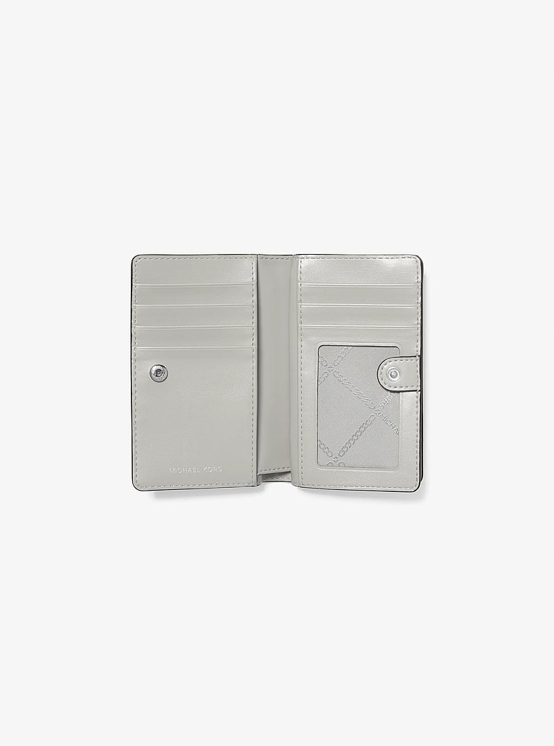 Empire Medium Metallic Pebbled Leather Wallet in SILVER | Michael Kors