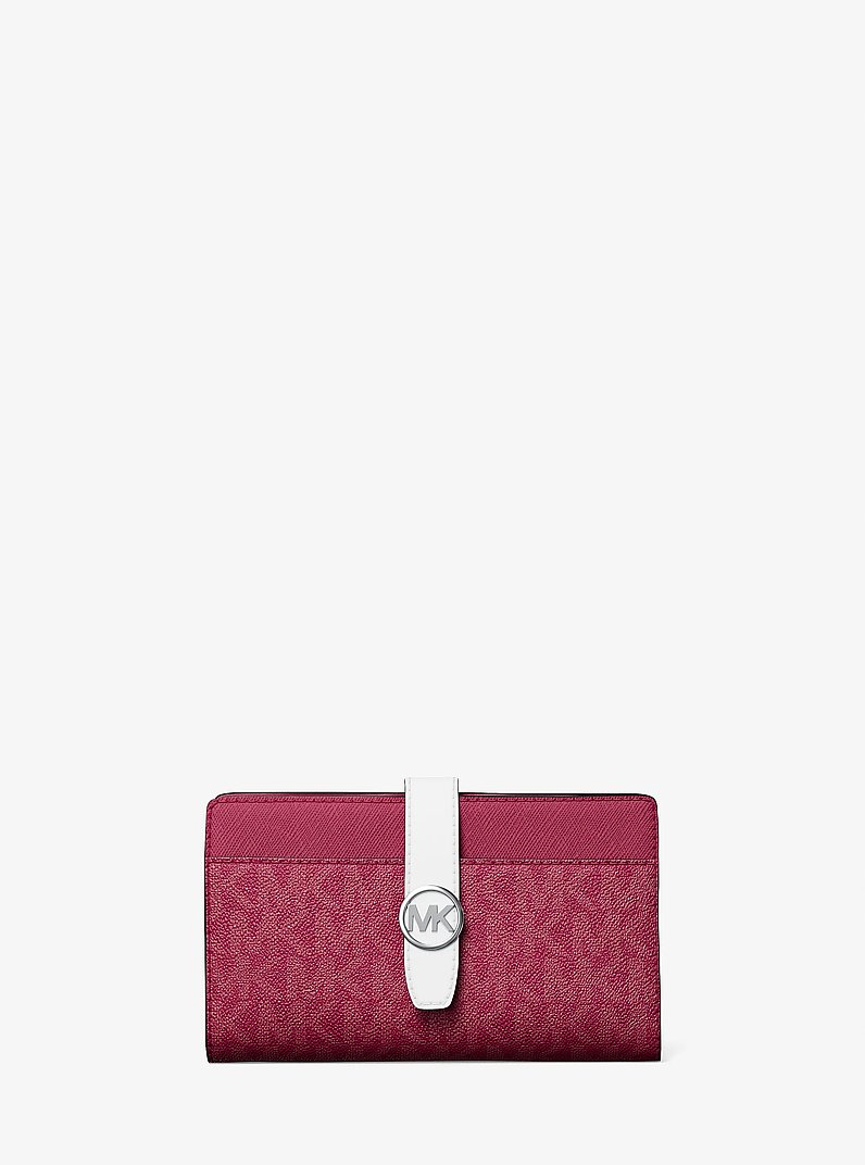 Greenwich Medium Signature Logo Wallet in DARK RASPBERRY MULTI | Michael Kors
