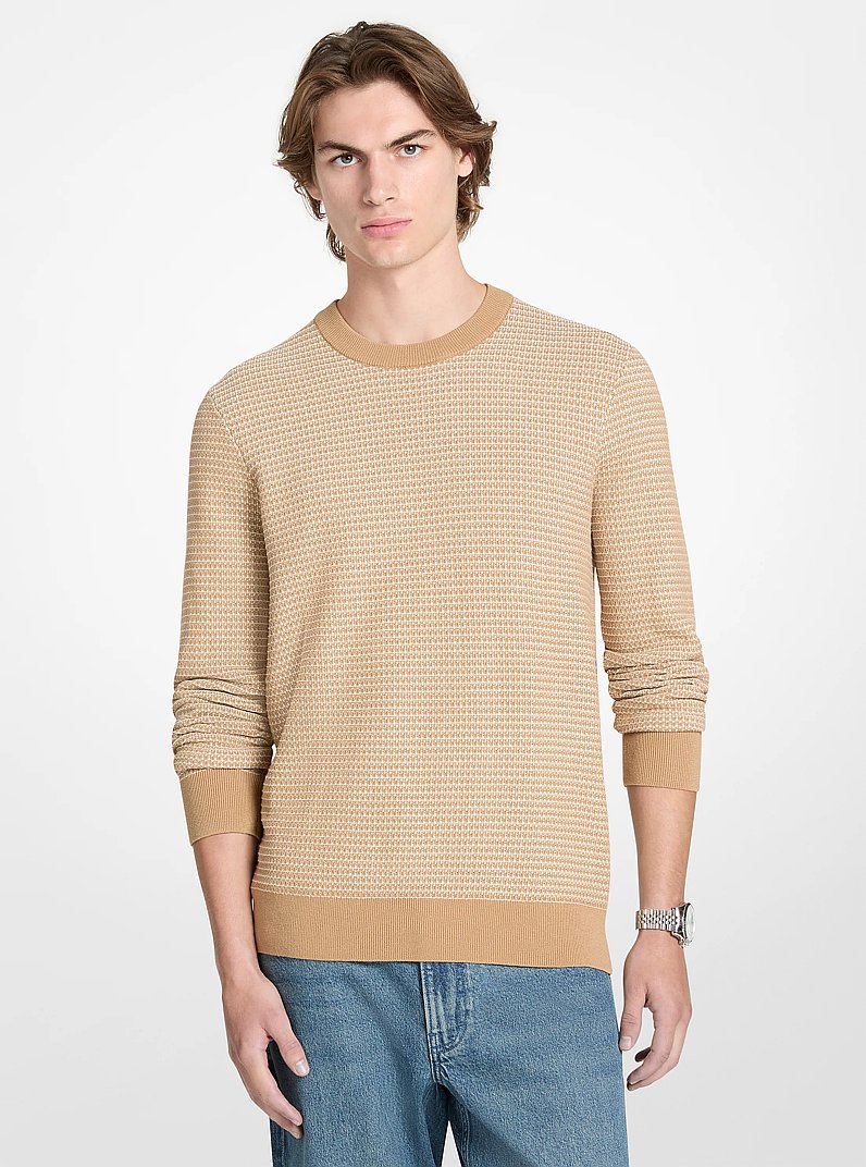 Textured Cotton Sweater in DARK CAMEL | Michael Kors