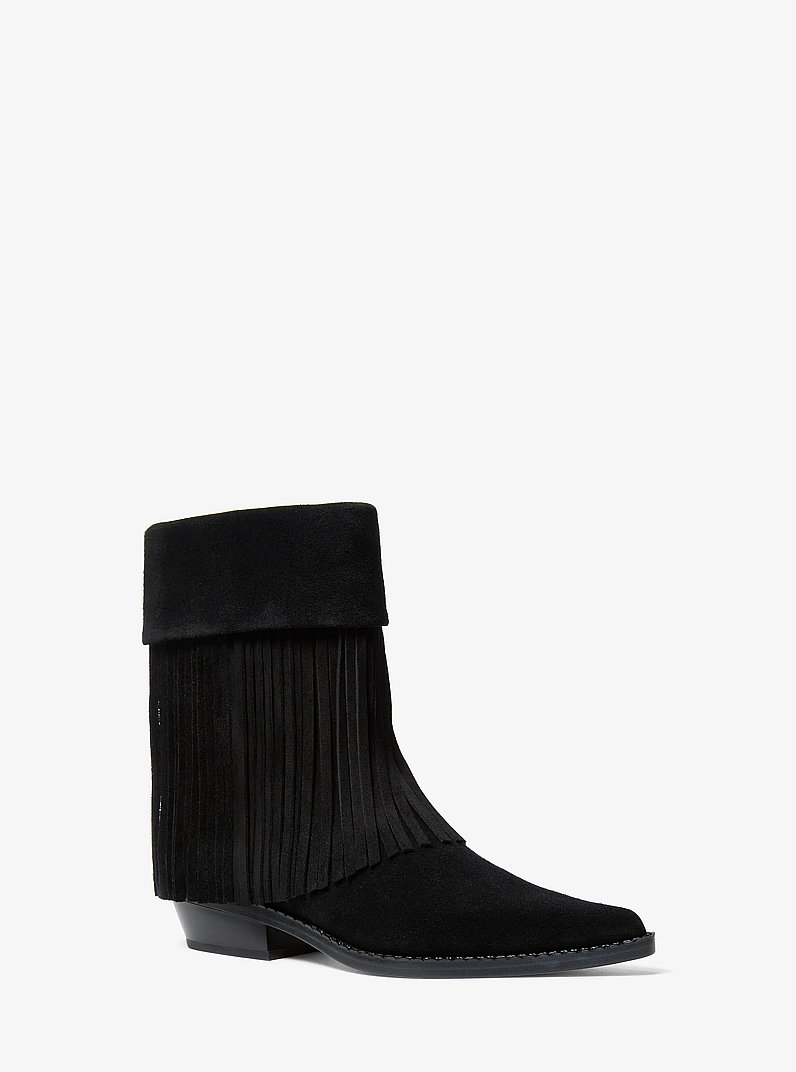 Nash Fringed Suede Boot in BLACK | Michael Kors