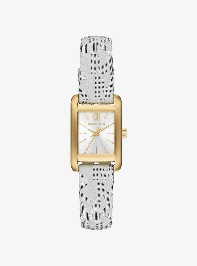 Mini Monroe Gold-Tone and Logo Strap Watch in GOLD | Michael Kors