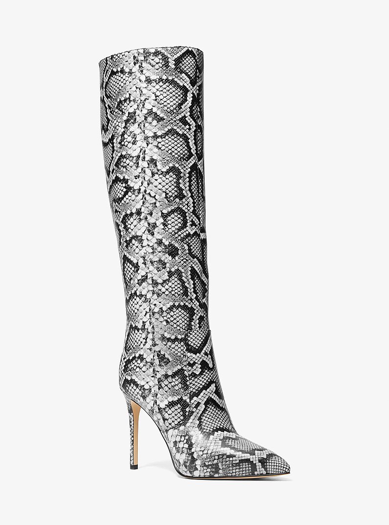 Botte haute Rue en cuir gaufr&eacute; &agrave; motif de serpent in NOIR | Michael Kors