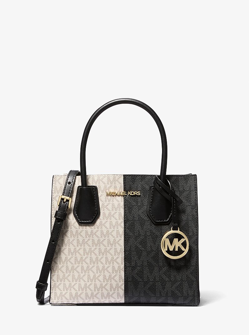Mercer Medium Two-Tone Logo Crossbody Bag in BLACK COMBO | Michael Kors